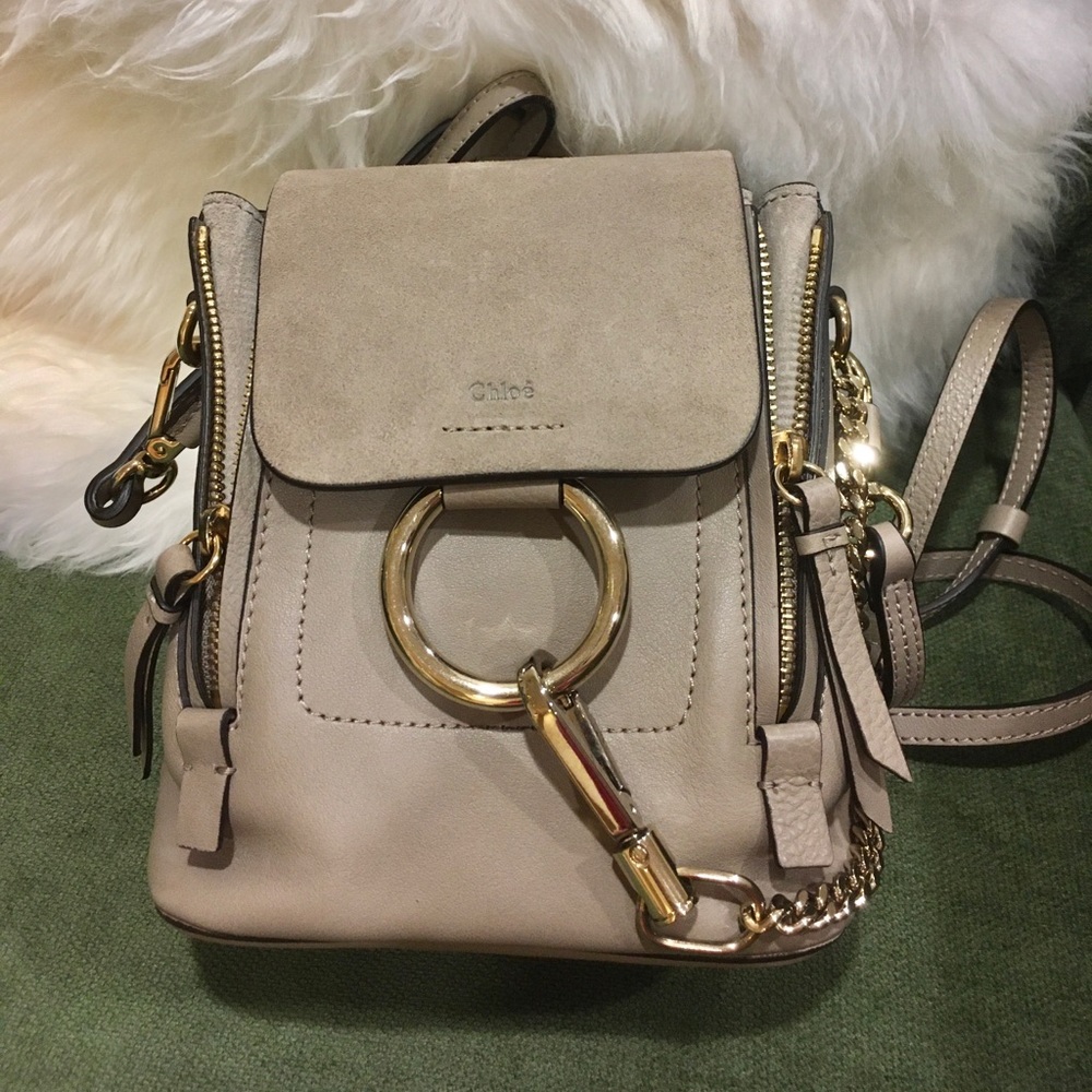 “Reserved” Chloe Faye mini backpack in motty grey